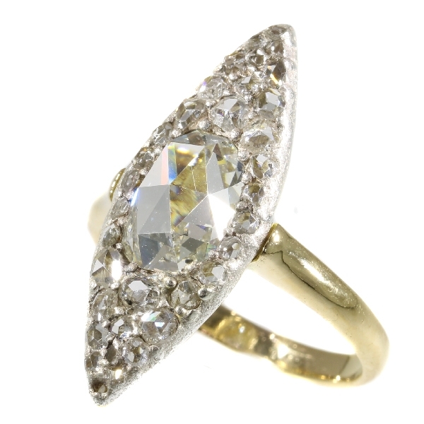 Vintage Belle Epoque navette shaped diamond ring
